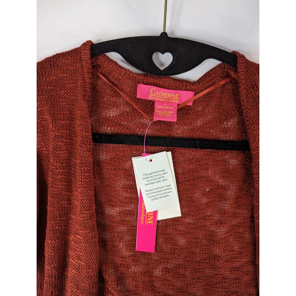 Catherine Malandrino Cardigan Long Knit Open Front Sweater - Picture 6 of 7